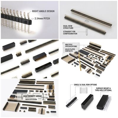 デュアルロウ ストレート オス ピンヘッダー コネクタ 2.54mm ピッチ PCB スルーホール 80ピン コンフィギュレーション