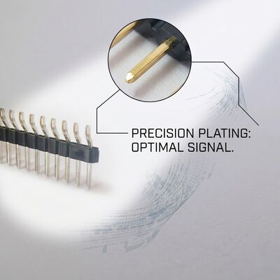 単列直線男性ピンヘッダーコネクタ 2.54mm ピッチ・トゥー・ホール PCB マウント40ピンストライプ