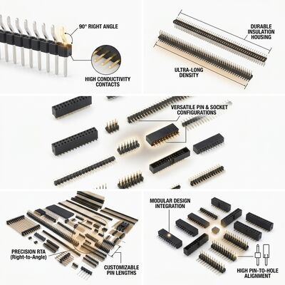 単列直線男性ピンヘッダーコネクタ 2.54mm ピッチ・トゥー・ホール PCB マウント40ピンストライプ