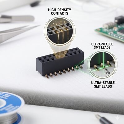 High Density 40-Pin 2.54MM Dual Row Female Header Connector Gold Flash PA6T Data Bus PCB Through Hole