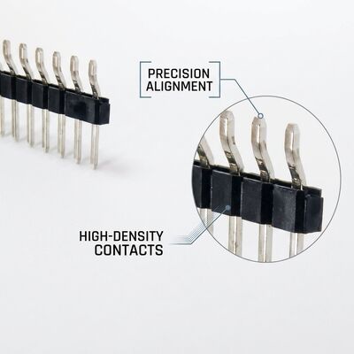 マシンピン丸型ヘッダーコネクタ 2.54mm ピッチ 精密加工コンタクト デュアルロウ PCB