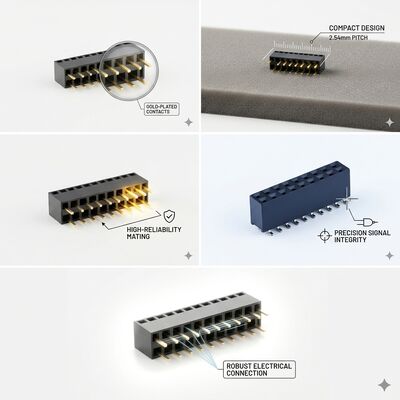 高密度40ピン2.54MM 双列女性ヘッダーコネクタ ゴールドフラッシュ PA6Tデータバス PCB 穴を通る