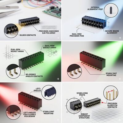 高温PA9T2.0MMピッチ 双列女性ヘッダーコネクタ ゴールドフラッシュ 04P-60P PCBソケット