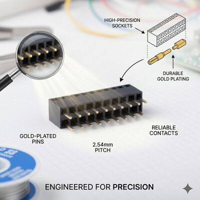 SMT 表面マウント 1.27MM ピッチ 女性ヘッダーコネクタ 双列 ゴールドフラッシュ PA6T PCB組立