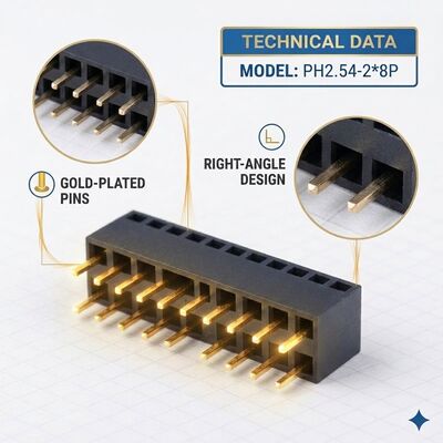 2.54mmピッチトリプルロウメスヘッダーコネクタ 3x40P スルーホール ゴールドフラッシュ PA6T